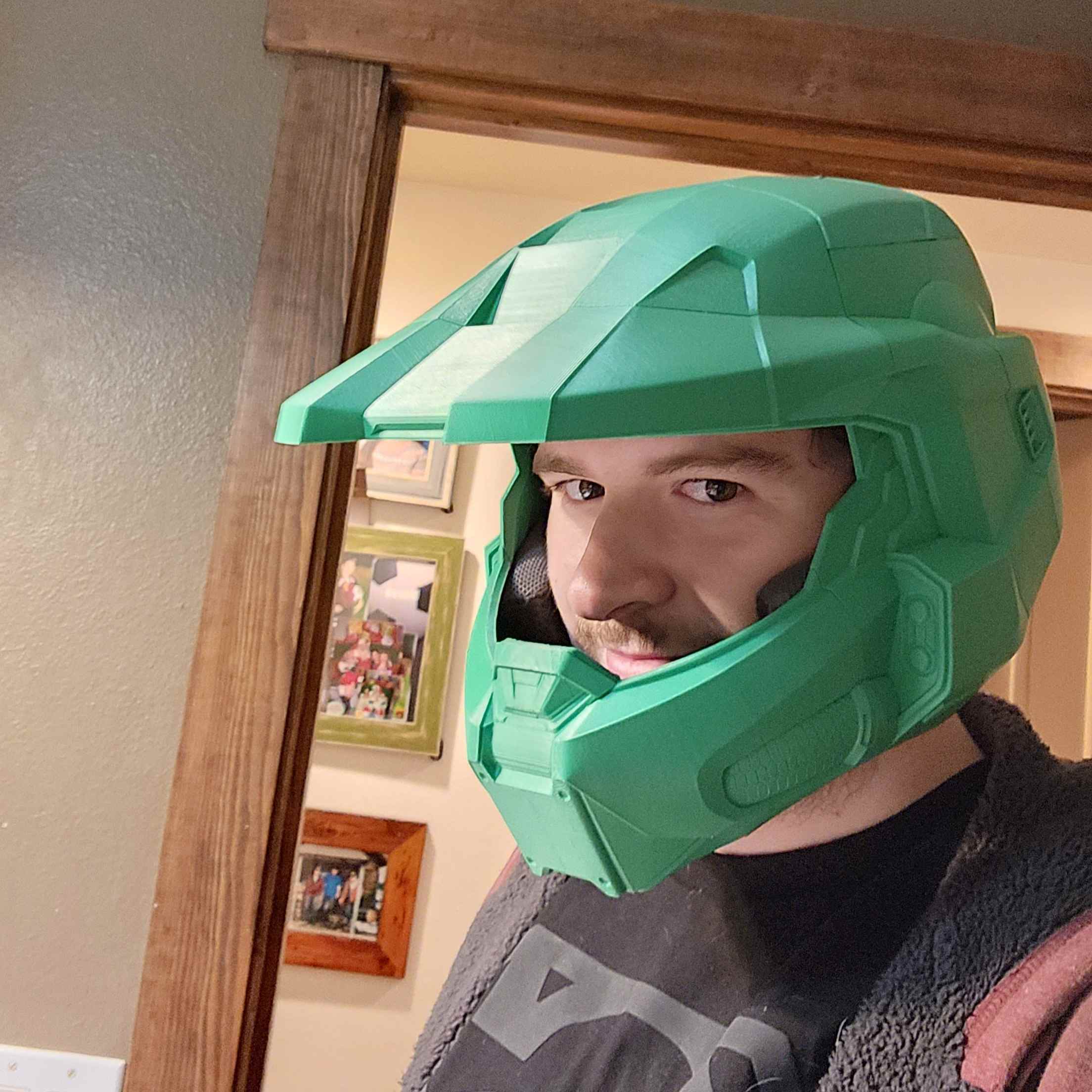 picture of Korbin with master cheif helmet